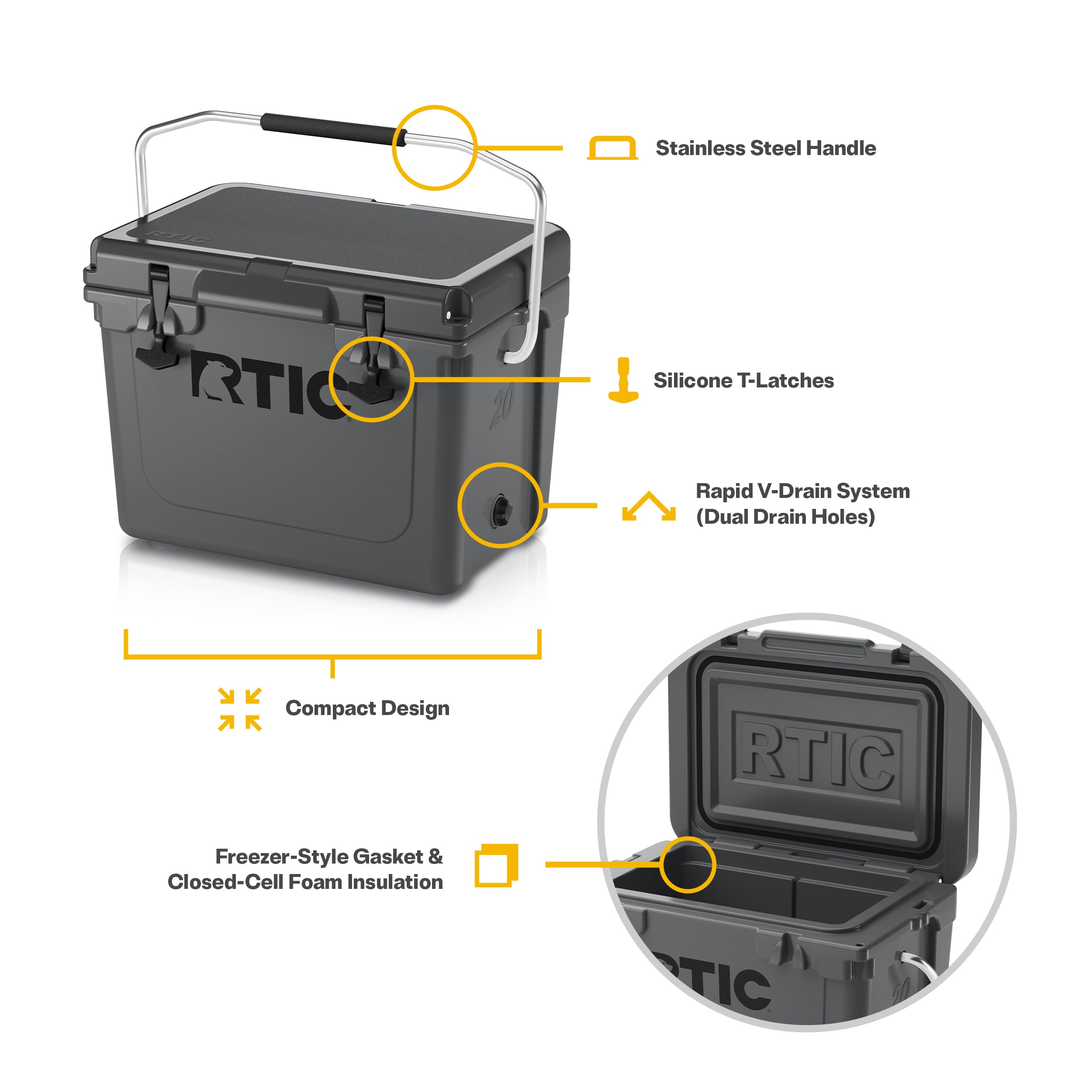 Amazon.com : RTIC 20 QT Ultra-Tough Cooler Hard Insulated Portable